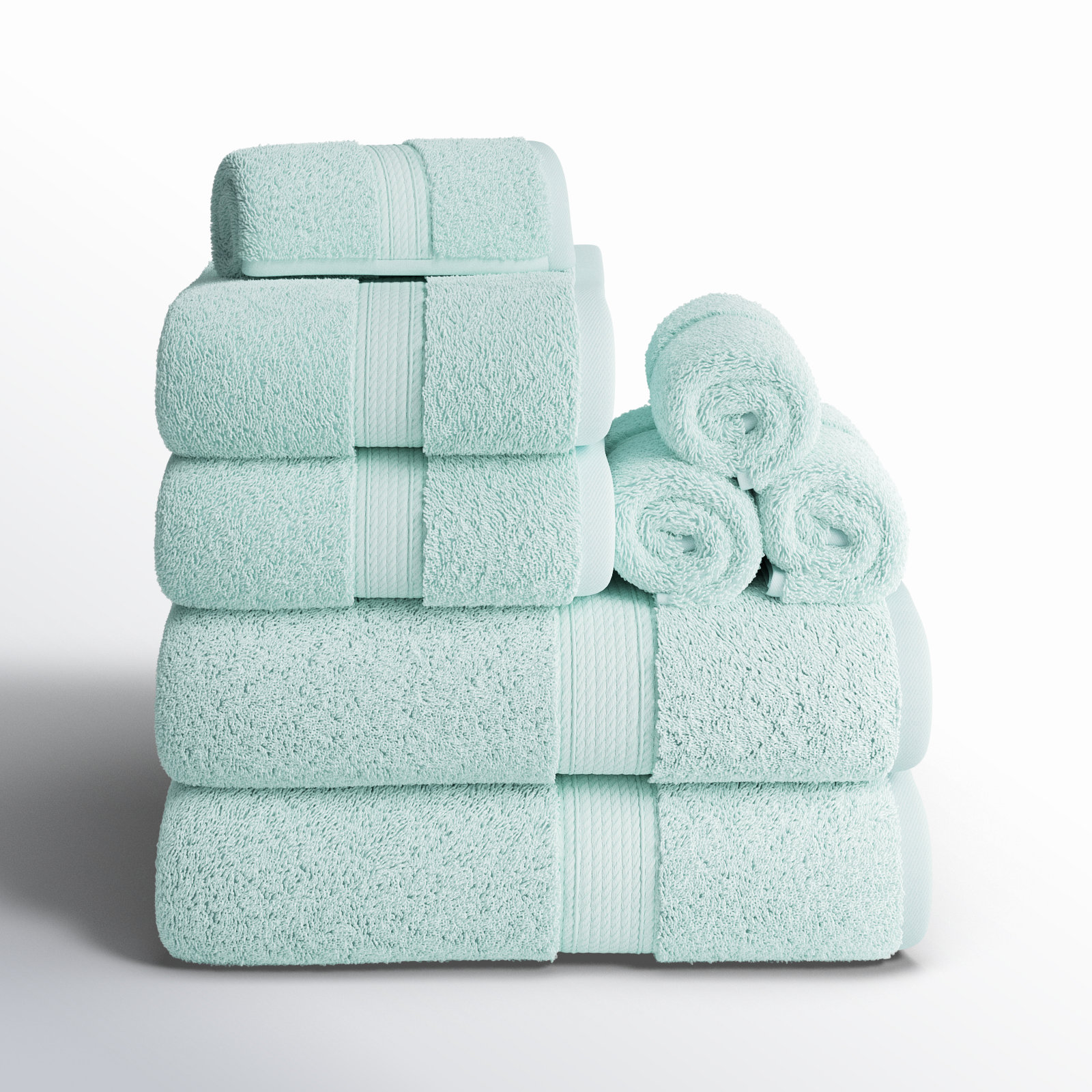 Renata 8-Piece Egyptian Cotton Towel Set, Sea Foam
