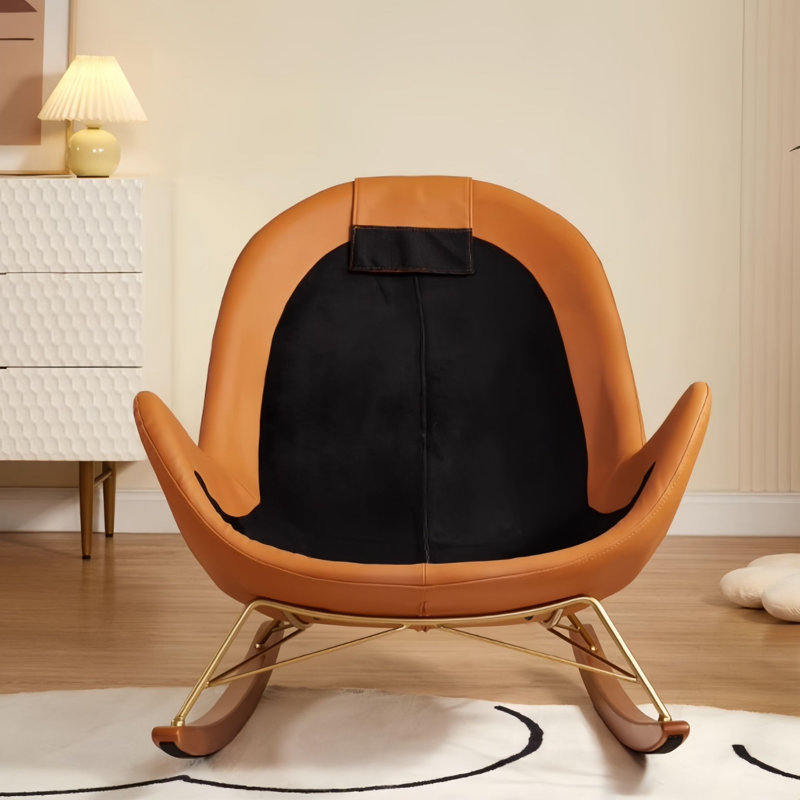 Chaise berçante moderne rembourrée, Orange