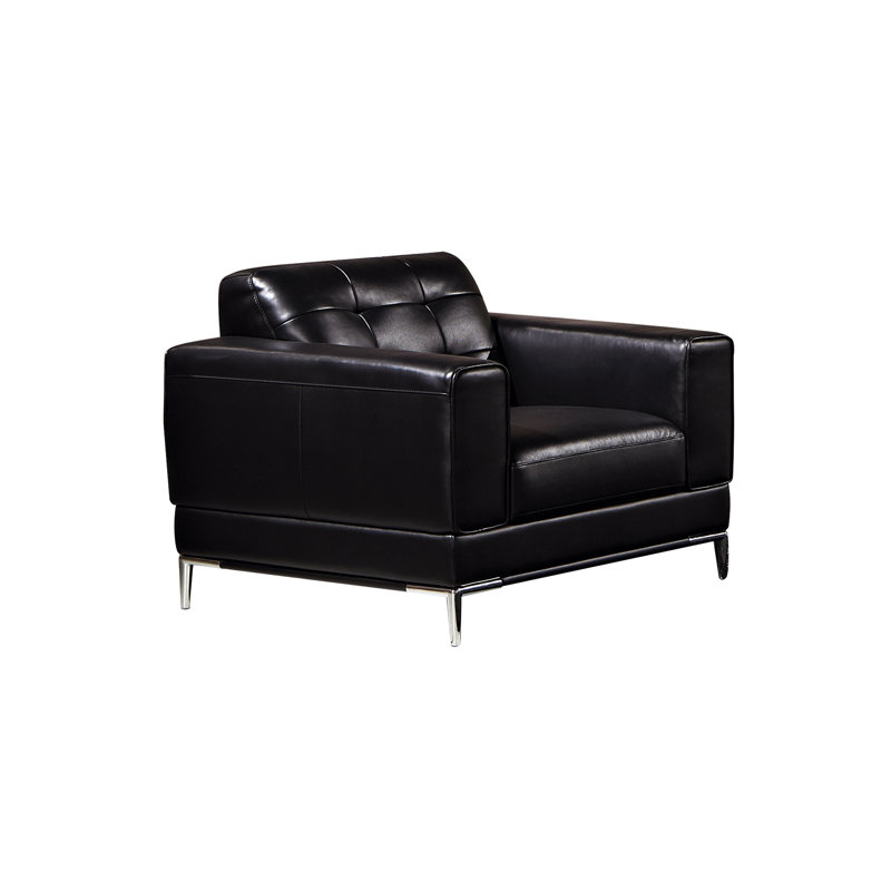 Navya Upholstered Armchair, Black Faux Leather