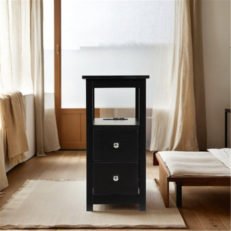 Table de bout polyvalente en bois avec fonction de charge et beaucoup de rangement