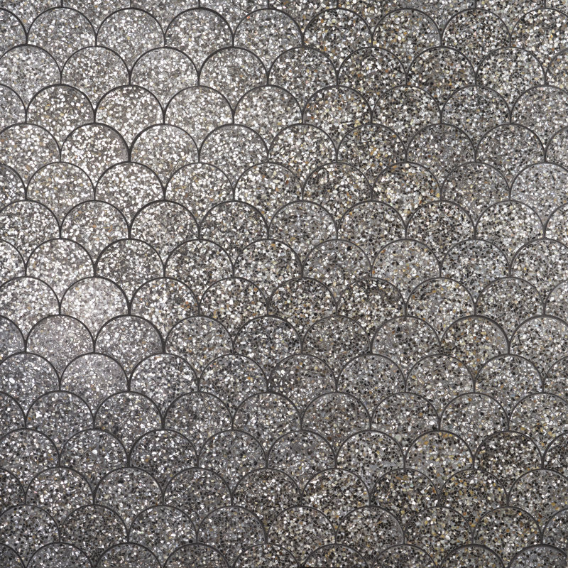 Carreau de mosaïque pour mur et plancher en terre cuite et perle Shoal, Gris nacré