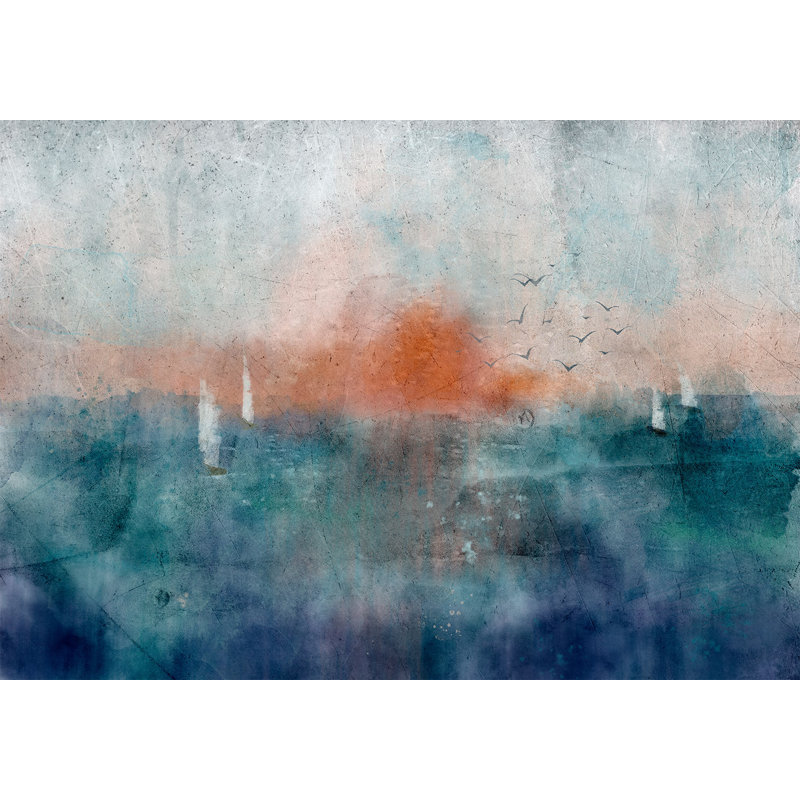 Papier peint paysage paysage - relief ensoleillé, L 124 po x l 177 po