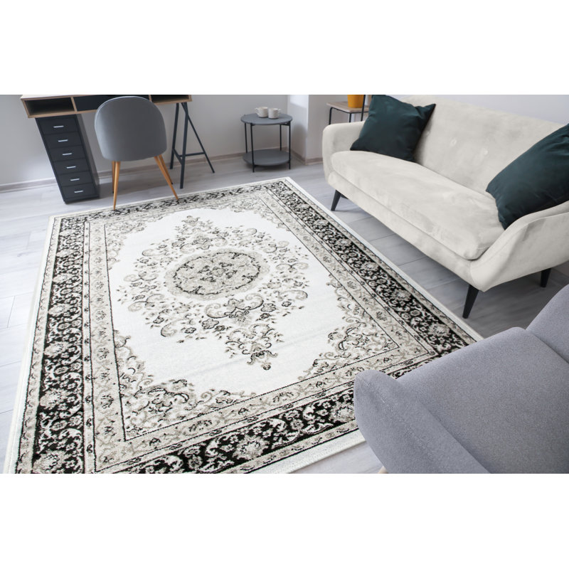 Tapis oriental blanc / gris Antony, Rectangle de 3 pi x 5 pi
