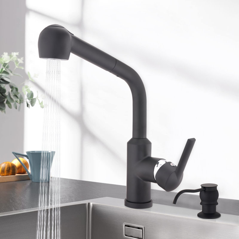 Robinet rétractable d'évier de cuisine avec distributeur de savon