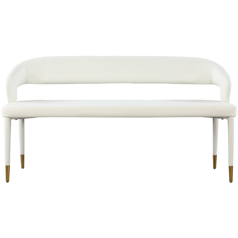Destiny Faux Leather Bench, White Vegan Leather