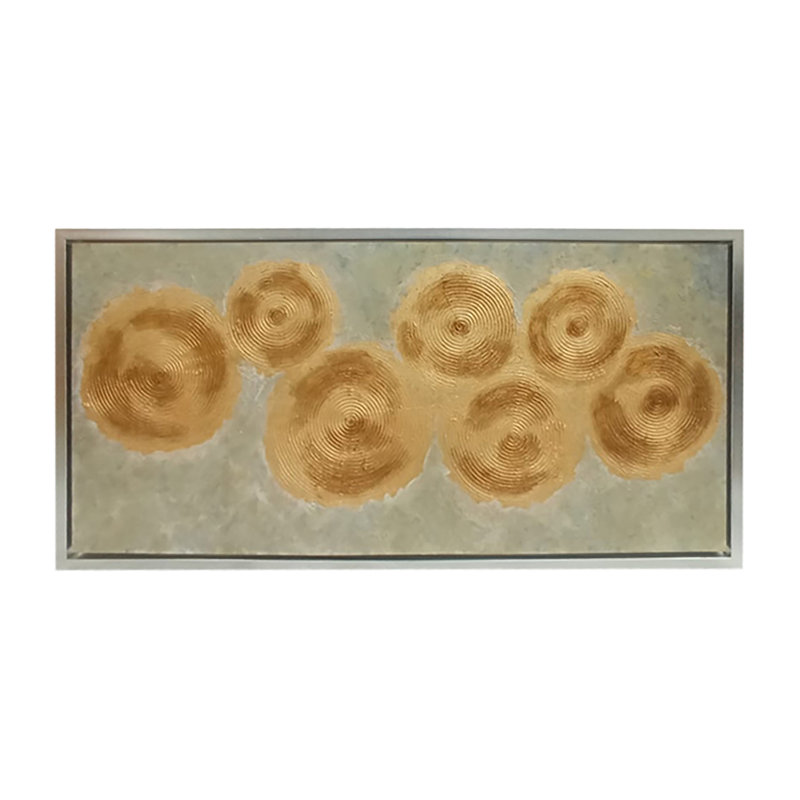 Golden Foil Rings Framed On Canvas Painting