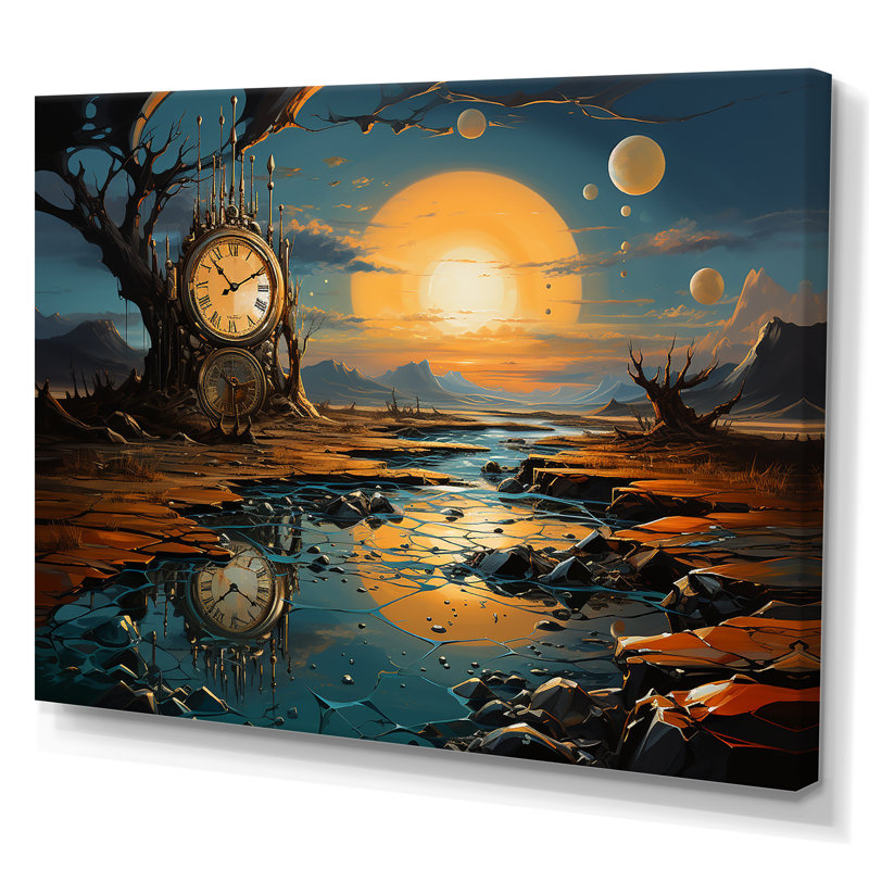 «The Persistance of Dali», art mural grand surréalisme, Toile tendue, H 24 po x l 32 po x P 1 po