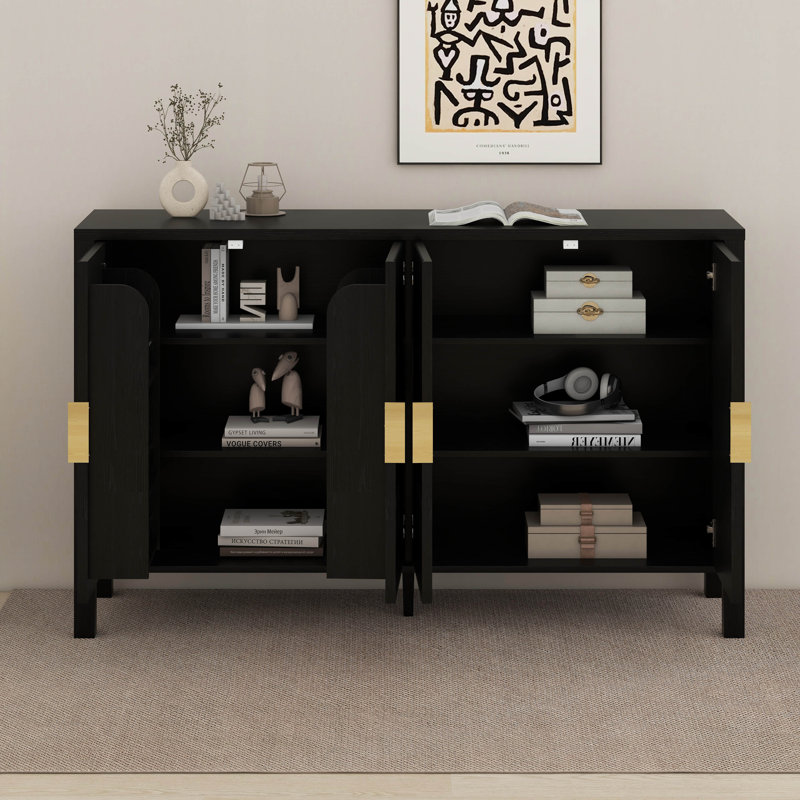 Armoire de rangement à rayures Modern Modern, Noir