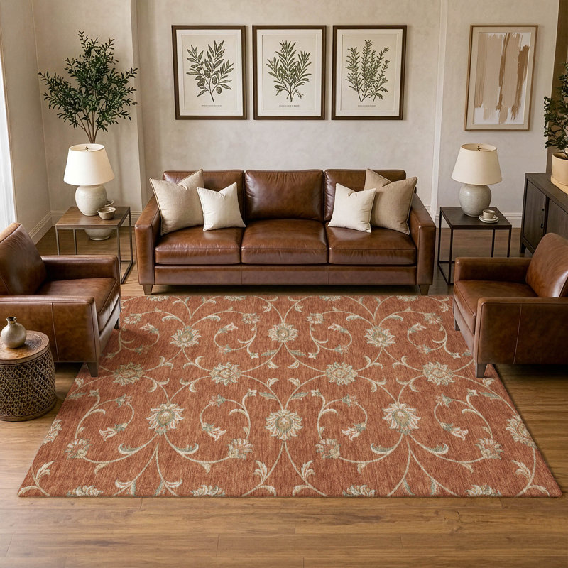 Tapis Chantille ACN3079 Global, lavable à la machine, intérieur/extérieur, Rouille, 5 pi x 7 pi 6 po