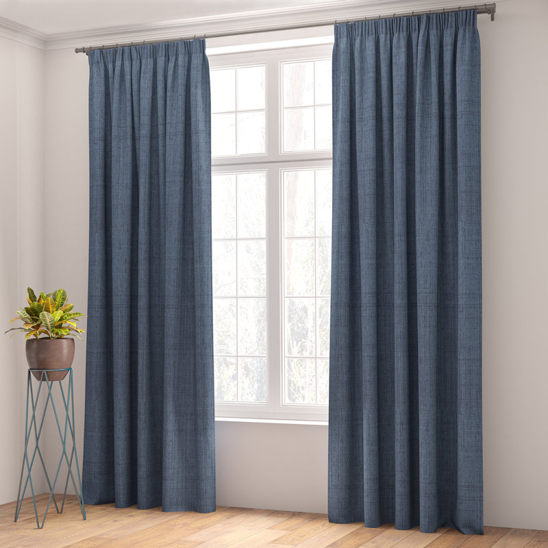Shillings Blackout Curtain Pair, 168 W x 137 D cm, Dark Blue