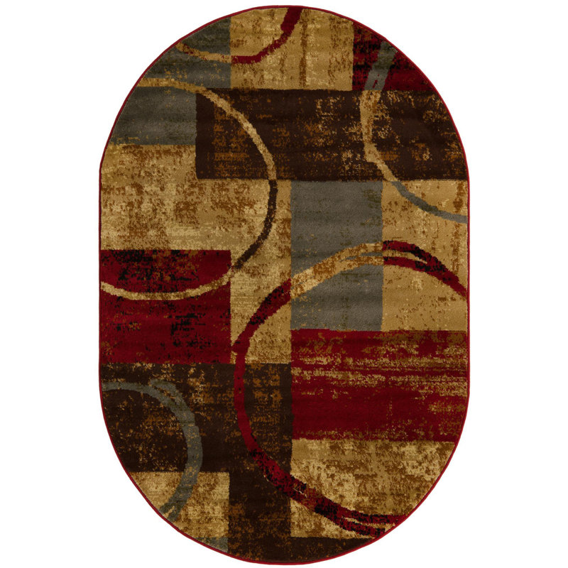 Abstract Indoor Rug, Oval 4' x 6'