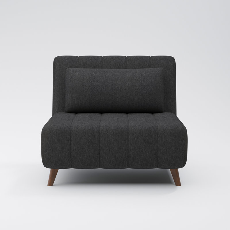 Jazariah Upholstered Pillow Back Convertible Chair, Charcoal