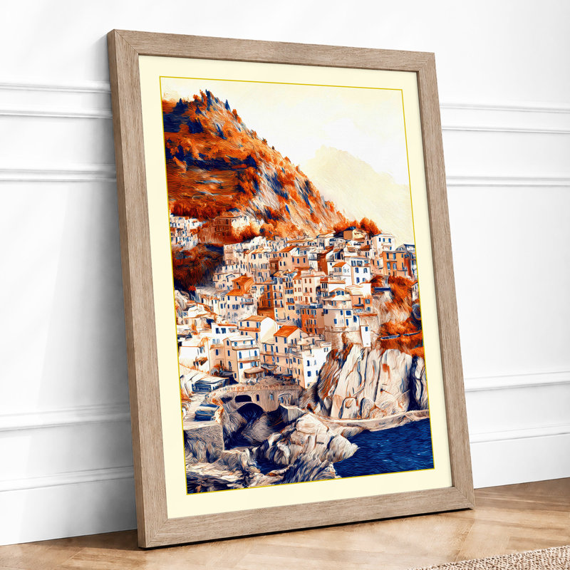 Mediterranean Hillside Coastal - Print, A4 - 29.7 x 21.0 cm, Oak