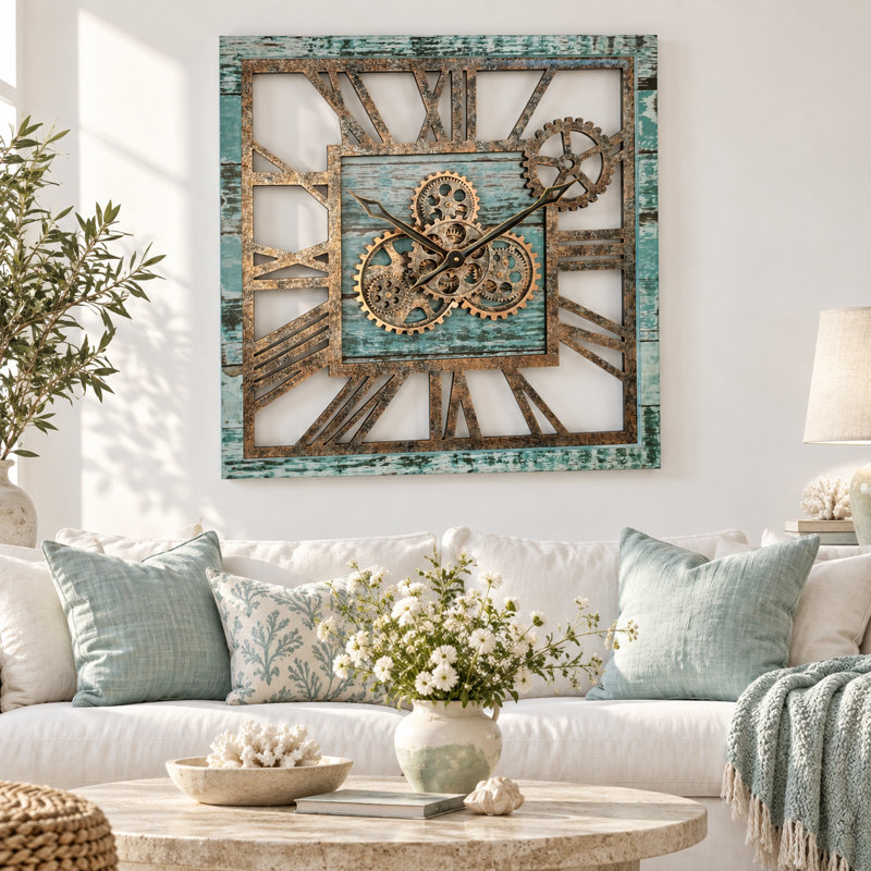 Solid Wood Wall Clock, Green