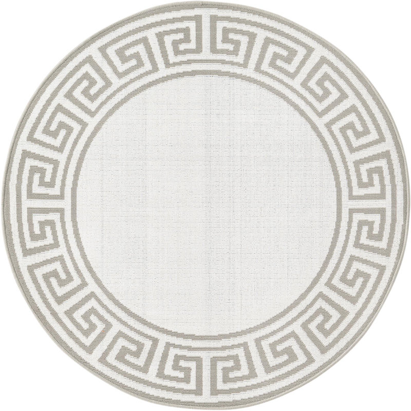 Outdoor Ayton Area Rug Pebble Color, Round 4'
