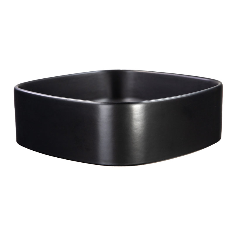 Regatta Poured Square Vessel Bathroom Sink, Matte Black