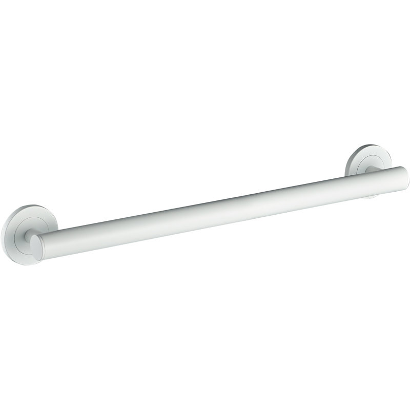 30" Wall-Mounted Lava Grab Bar - Matte White, Premium Brass Construction, Installation Hardware Included, Matte White, 30" W