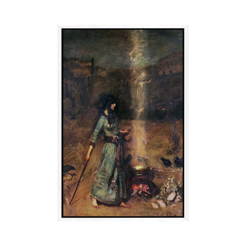 The Magic Circle by John William Waterhouse - Painting on Canvas, White Framed, 66.04 cm H x 45.72 cm W