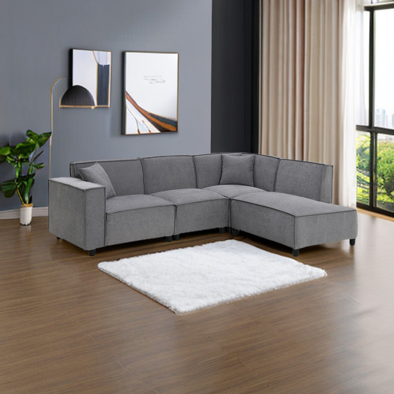 Canapé modulaire Juwann, Gris chenille