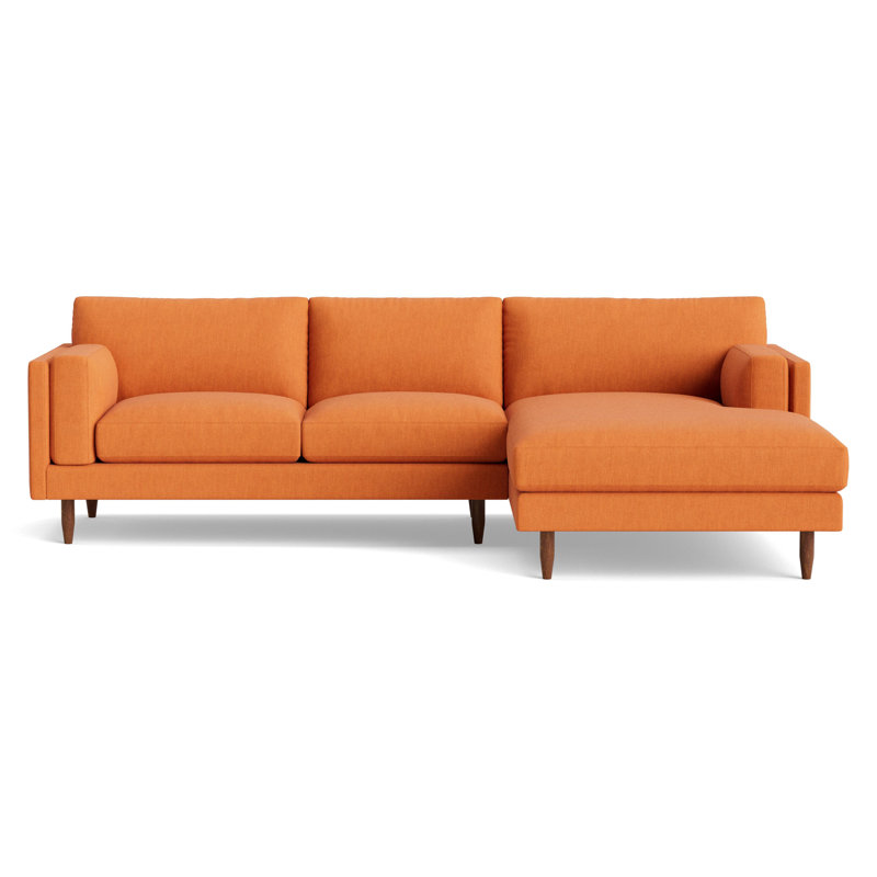 Skinny Fat Chaise Sectional, Performance Weave - Carrot, Right Hand Facing