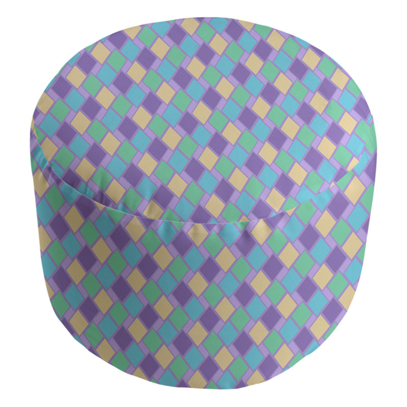 Avicia Upholstered Pouf, Yellow/Indigo