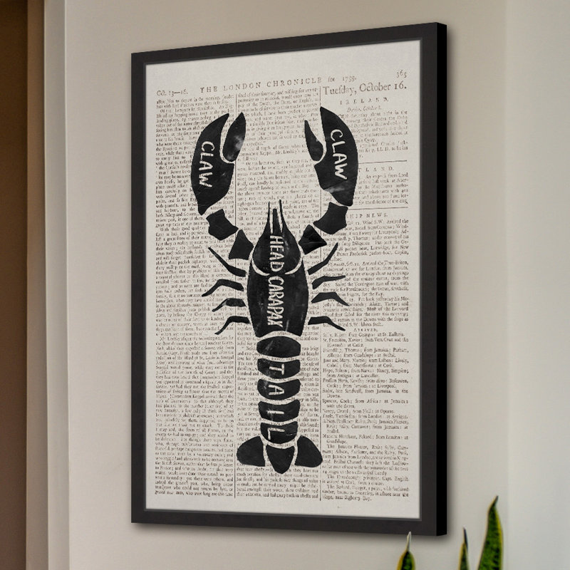 « homard contour », reproduction d’art encadrée, H 24 po x l 16 po x P 1,5 po