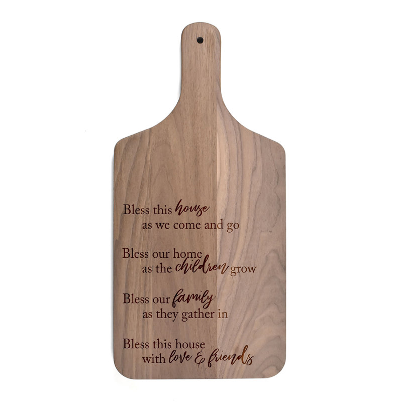 Bless This House Paddle Cutting Board, Walnut