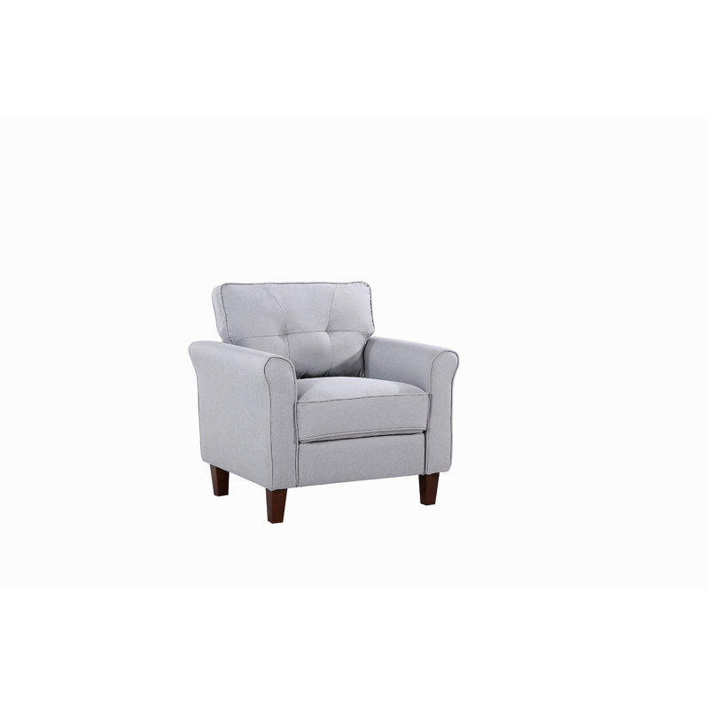 Fauteuil d'appoint gris clair, fauteuil avec accoudoirs et canapé rembourré pour chambre à coucher, Light Gray