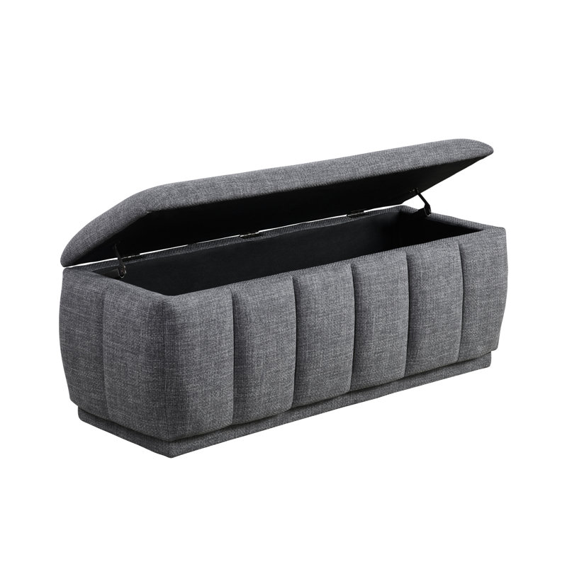 Modern Gray Plywood Storage Bench For Bedroom And Living Room With Foam Seat Construction