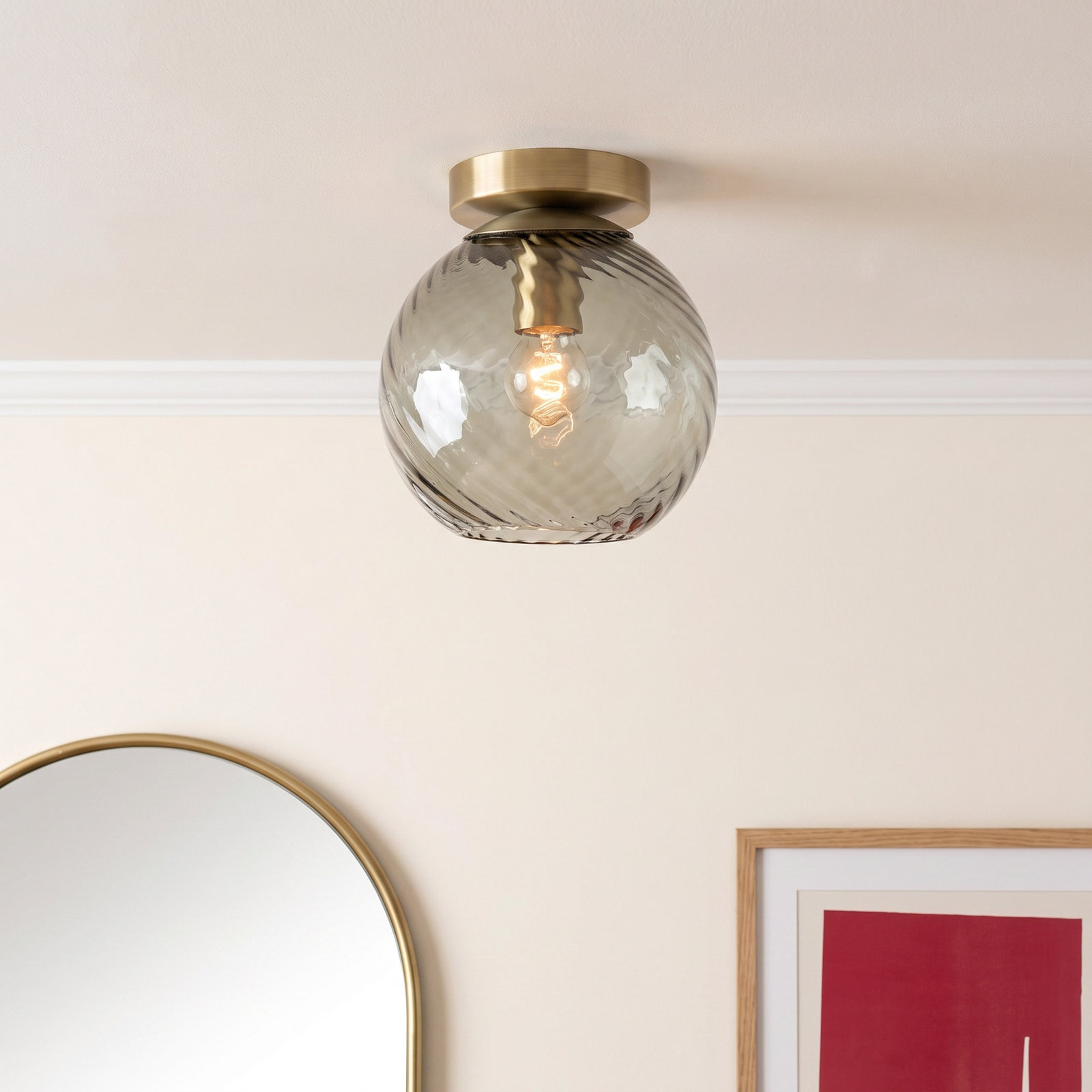 Delos Single Light Glass Flush Mount