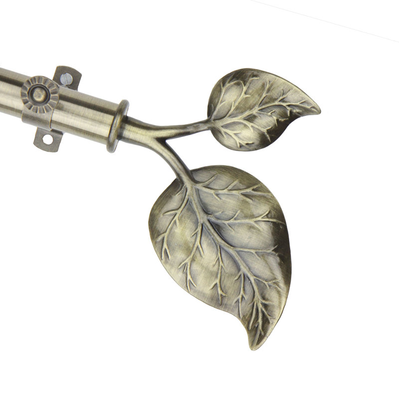 Tringle à rideaux simple ajustable 48 po Nailsworth, Laiton antique, 18 po à 28 po (chaque côté)