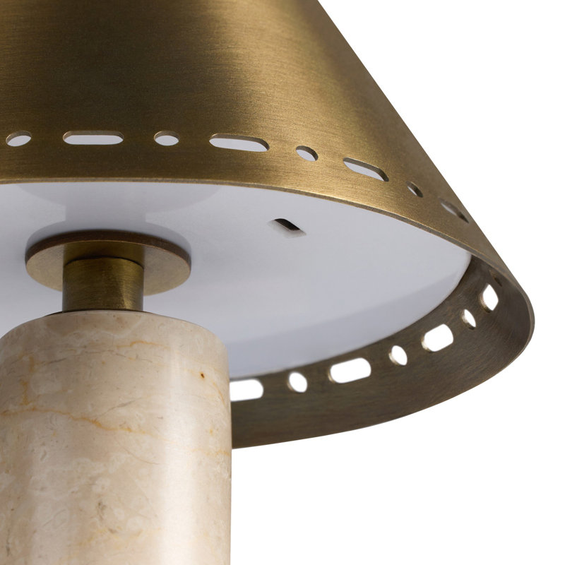 Marble LED Standard Lamp, Aged Antique Brass Iron