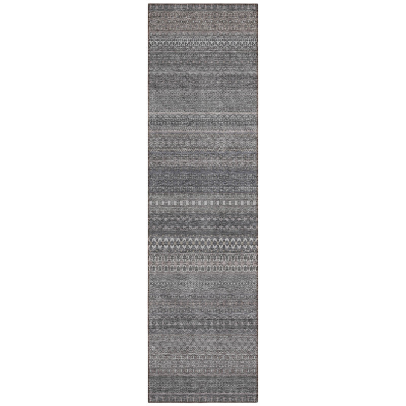 Tapis de couloir intérieur et extérieur gris 8 pi