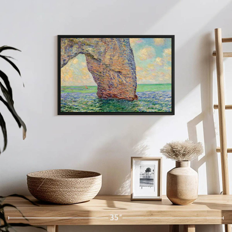 La falaise à Etretat, 19 po x 13 po, Cadre flottant noir