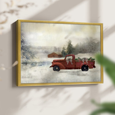 Red Barn Winter -Framed Print - Restickable