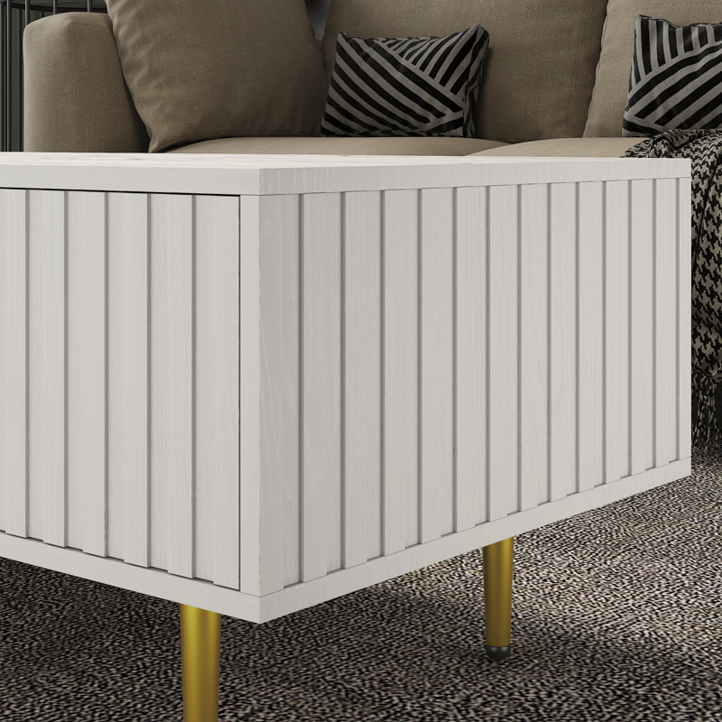 Table basse moderne moderne avec tiroirs pour le salon, Blanc