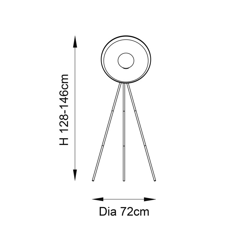 Suresnes 128cm Tripod Floor Lamp, Black, Matt Black