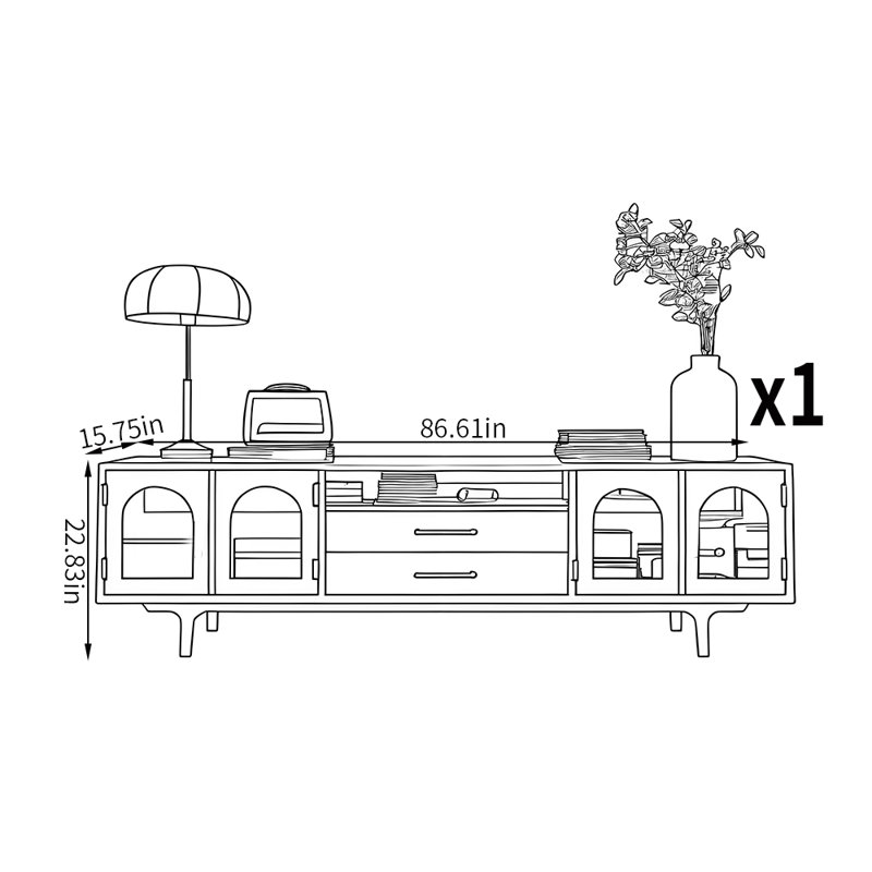 Meuble télé créatif de style rétro, Bois brun foncé, 86.61"