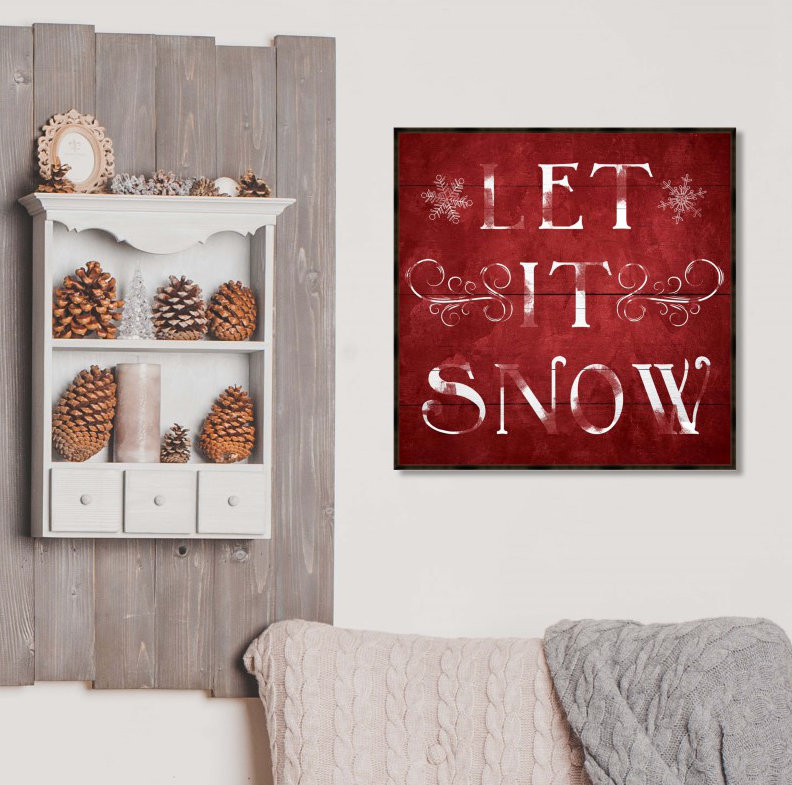 Let It Snow - Reproduction d'art textuel sur papier encadré, Cadre blanc, H 40 po x l 40 po x P 0,5
