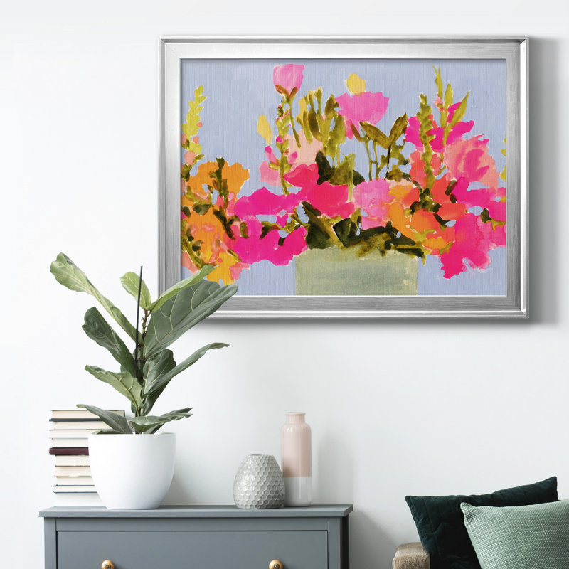 «Saturated Spring Blooms I», peinture sur toile encadrée, Cadre argenté, H 26,5 po x l 36,5 po x P 1 po
