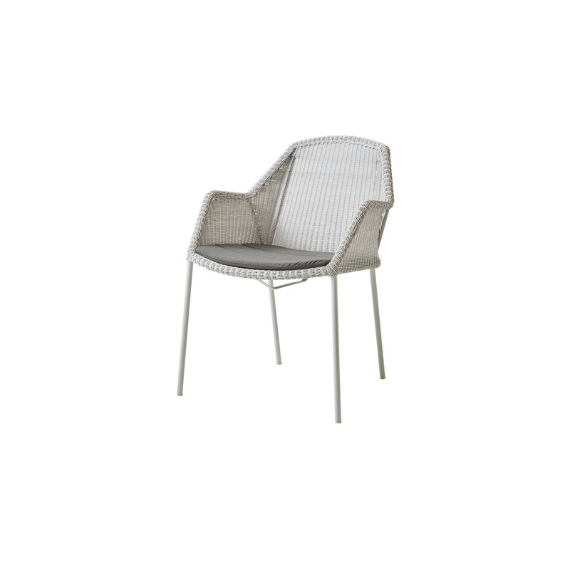 Breeze Stacking Patio Dining Armchair with Cushion, Black, Gray