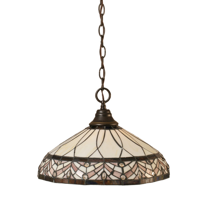Chain Hung Pendant Shown In Dark Granite Finish With 16" Royal Merlot Art Glass