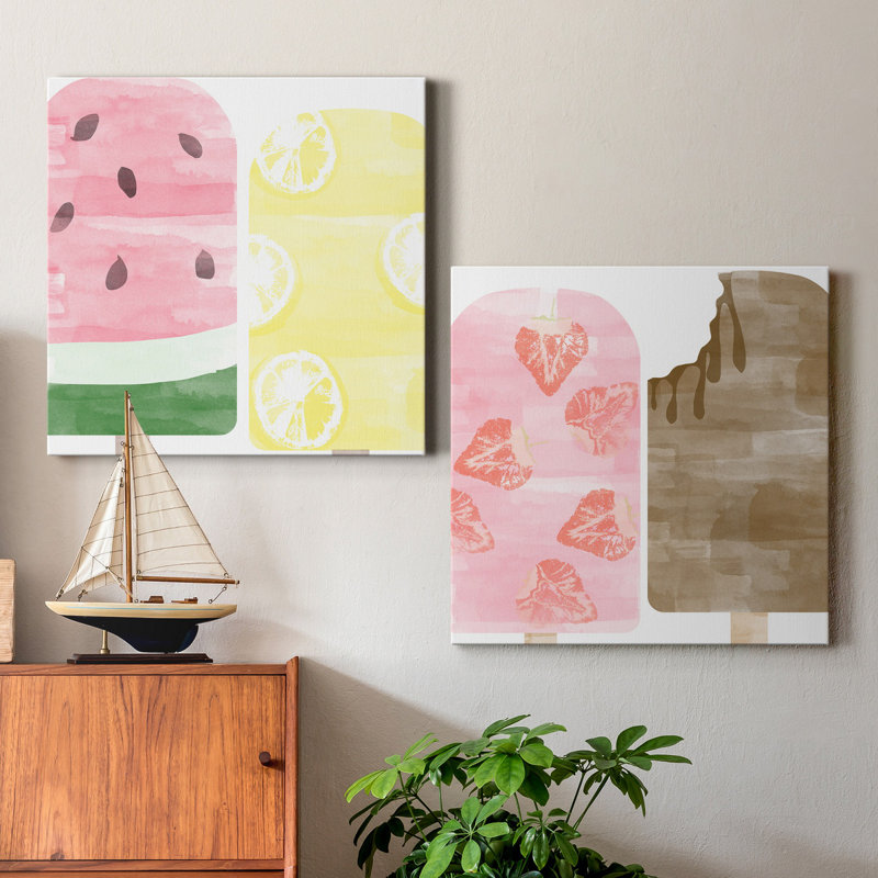 Popsicles I - ensemble de 2 reproductions sur toiles tendues, H 10 po x l 10 po x P 1 po