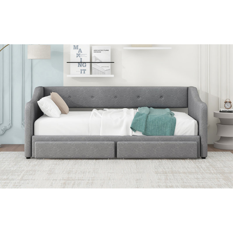 Versatile Expandable Upholstered Daybed With Two Storage Drawers, Ideal For Daily Use And Accommodating Guests In Any Room