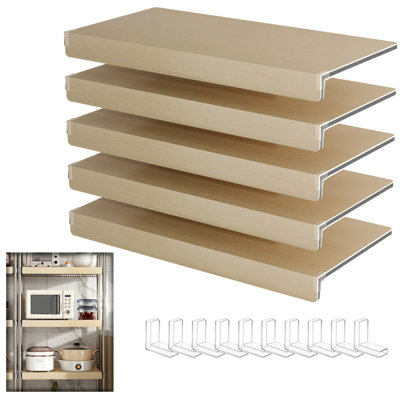 5 grilles métalliques de 24 pouces 5 pièces pour tablettes de garde-manger, armoire, salle de bain, étagères de cuisine, conception en grain de bois, tablettes en mousse faciles à assembler