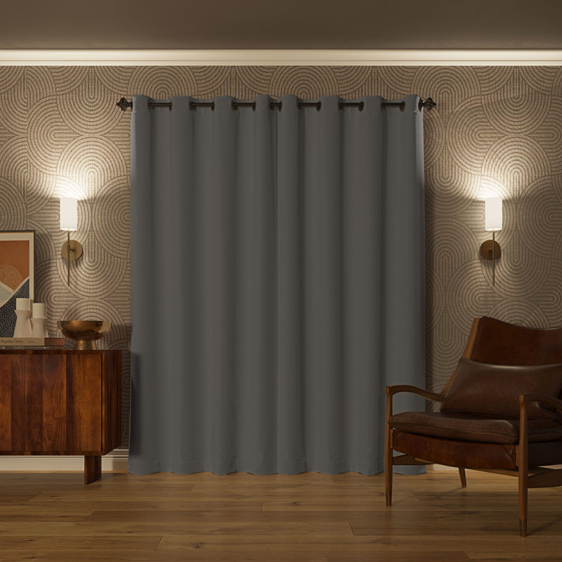 Burrier Wayfair Basics Blackout Grommet Curtain Panel, Silver Grey, 40" W x 63" L