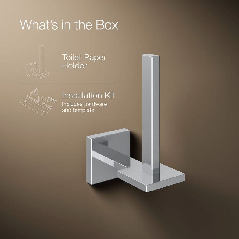 Square Vertical Toilet Tissue Holder, Polished Chrome