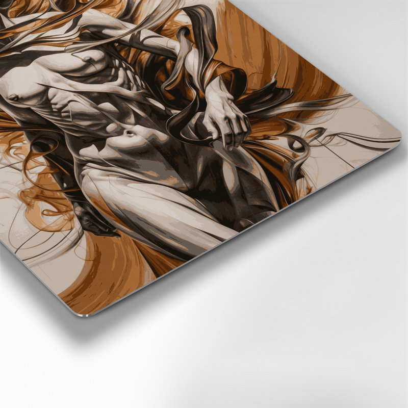 Art mural abstrait en métal beige 88