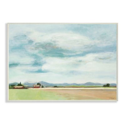 Paysage de grange rouge doux ciel bleu ciel-impression d’art graphique