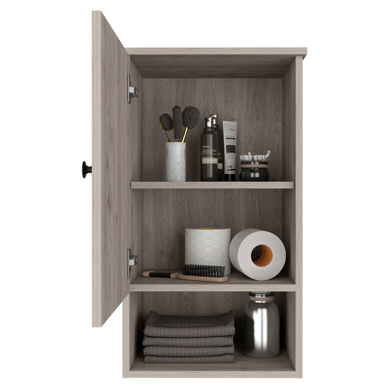 St. Angelo Medicine Cabinet, Two Internal Shelves, Single Door, One Shelf, Gray